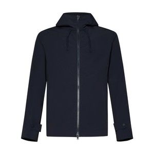 Herno Navy Blue Hooded Jacket With Double Bi-Stretch Fabric - NWT